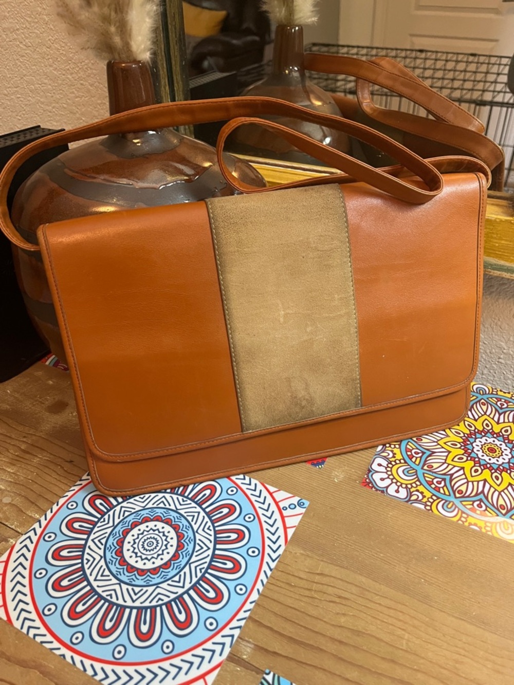 Vintage DIOR shoulder Bag in Cognac with Suede Center ⭐️